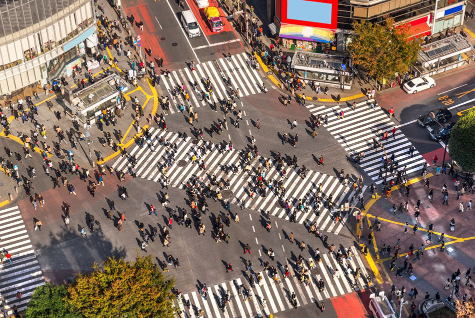 Alle-Gehen-Kreuzung von Shibuya