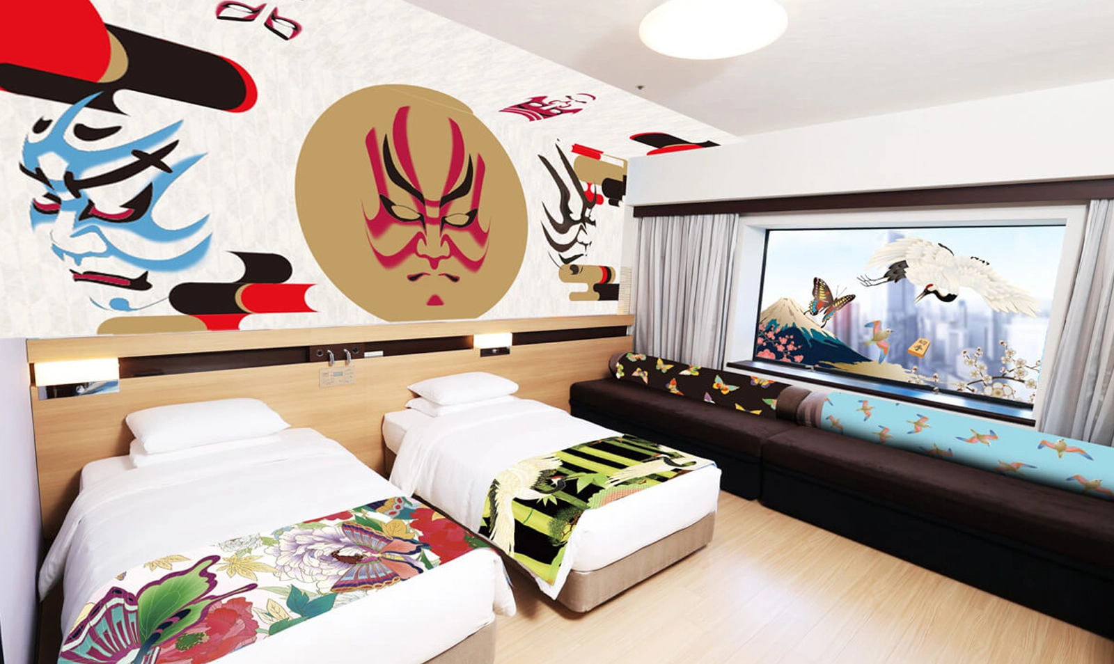 Kabuki-themed hotel room