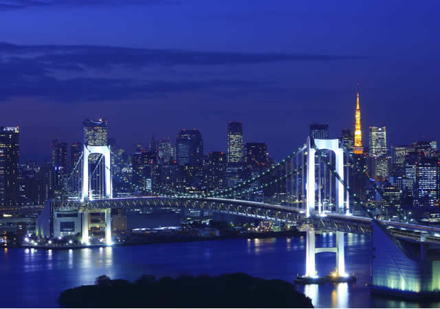 Panorama notturno di Odaiba