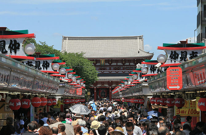 Via Nakamise-dori verso il tempio Sensoji