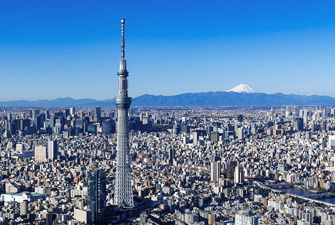 从上方俯瞰的东京晴空塔