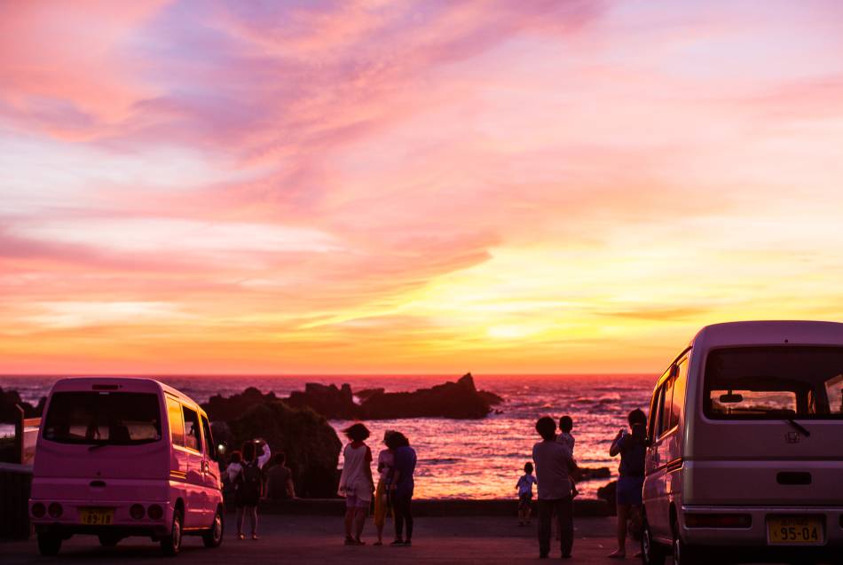 大浦海水浴場的夕陽