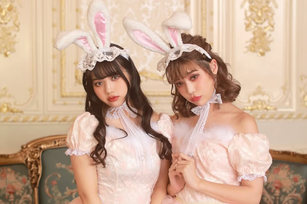 Two girls in bunny cosplay