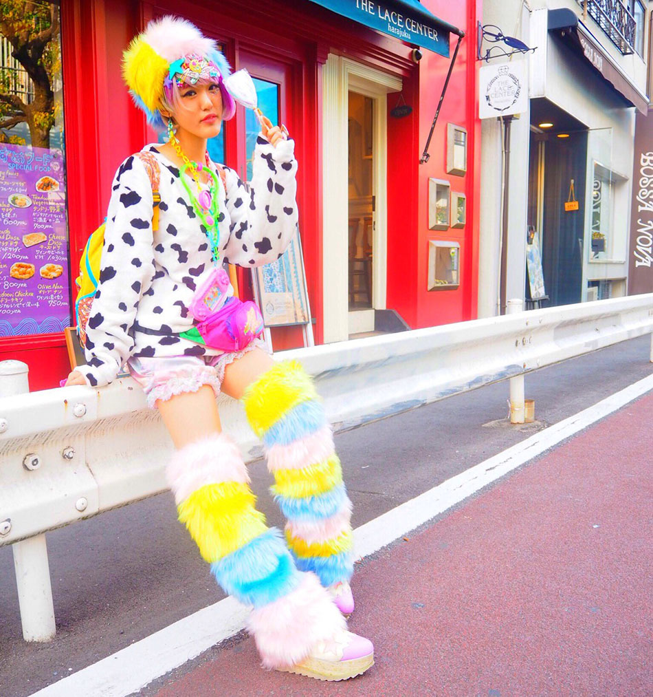 Girl wearing colorful Decora kei fashion