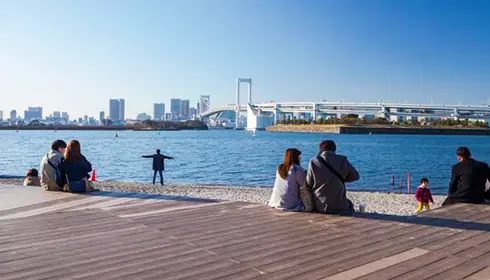 오다이바 해변공원의 데크