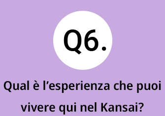 Q6.Qual &egrave; l&rsquo;esperienza che puoi vivere qui nel Kansai?